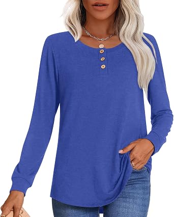 Anymeet Womens Winter Soft Tunic Tops Comfy Dressy Fat T-Shirts Basic Blouses