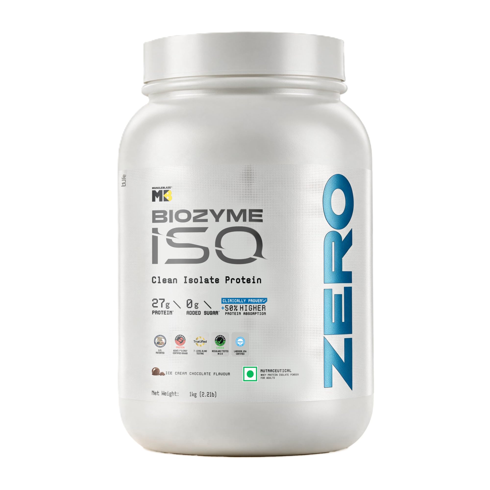 MuscleBlaze Biozyme Iso-Zero Whey Protein Isolate Powder, 1kg (2.2lbs) — Amazon image 21