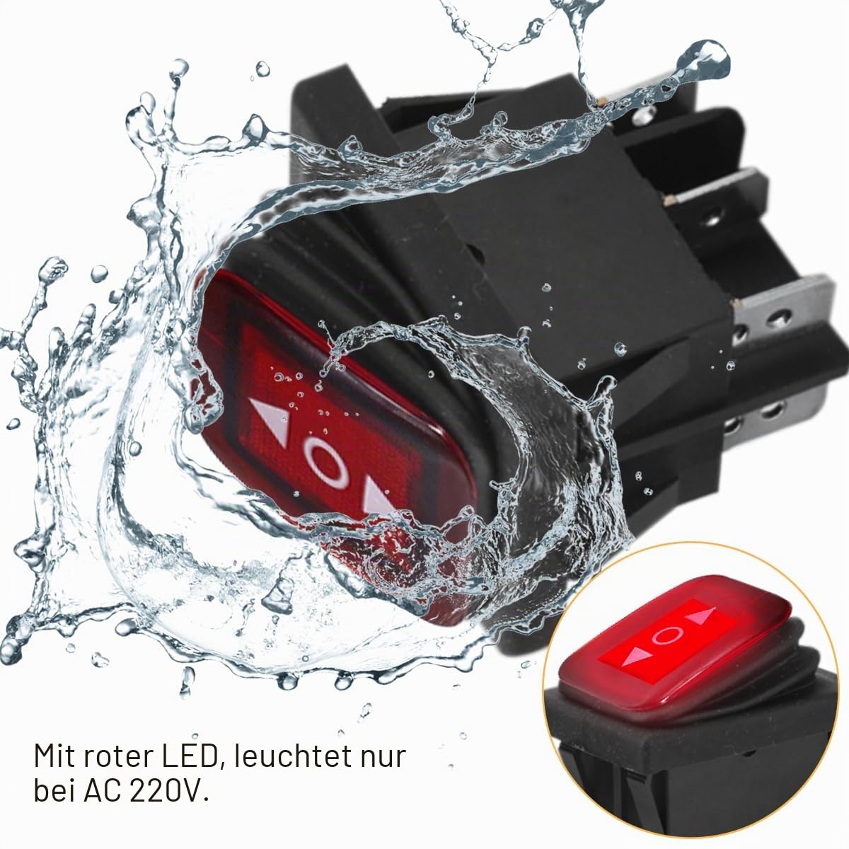 10x Wippschalter KCD1 – 2-polig SPST, 6A/250V – ON/OFF, T85, Nylon PA66 – Für Auto, Boot
