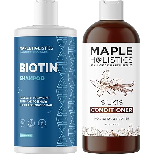 Biotin Champú y acondicionador para adelgazar el cabello y el volumen, voluminizador de cabello para hombres y mujeres, champú y acondicionador