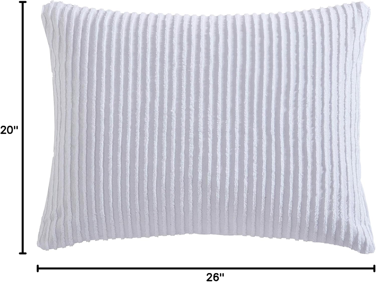 Beatrice Home Fashions Channel Chenille Standard Sham, White image 3