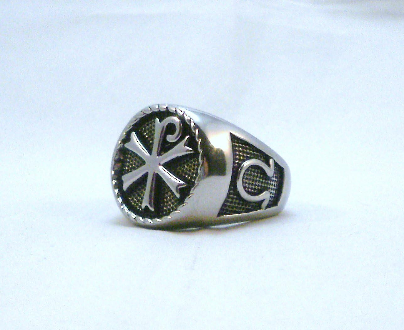 Chi Rho Monogram of Christ Ring Sz 15