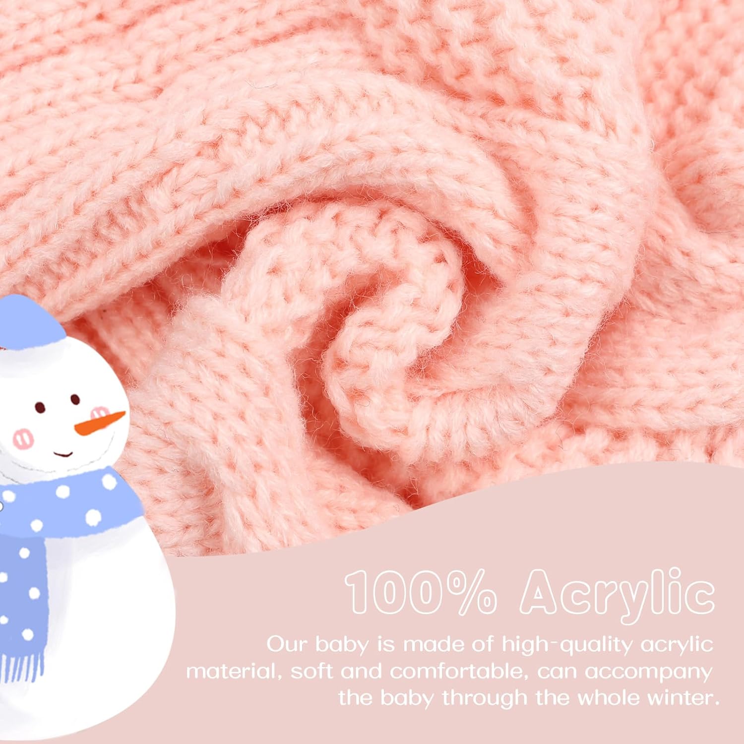 Zsedrut Baby Winter Beanie for Girls Boys Infant Toddler Warm Knit Twist Hat with Pompom - Image 4