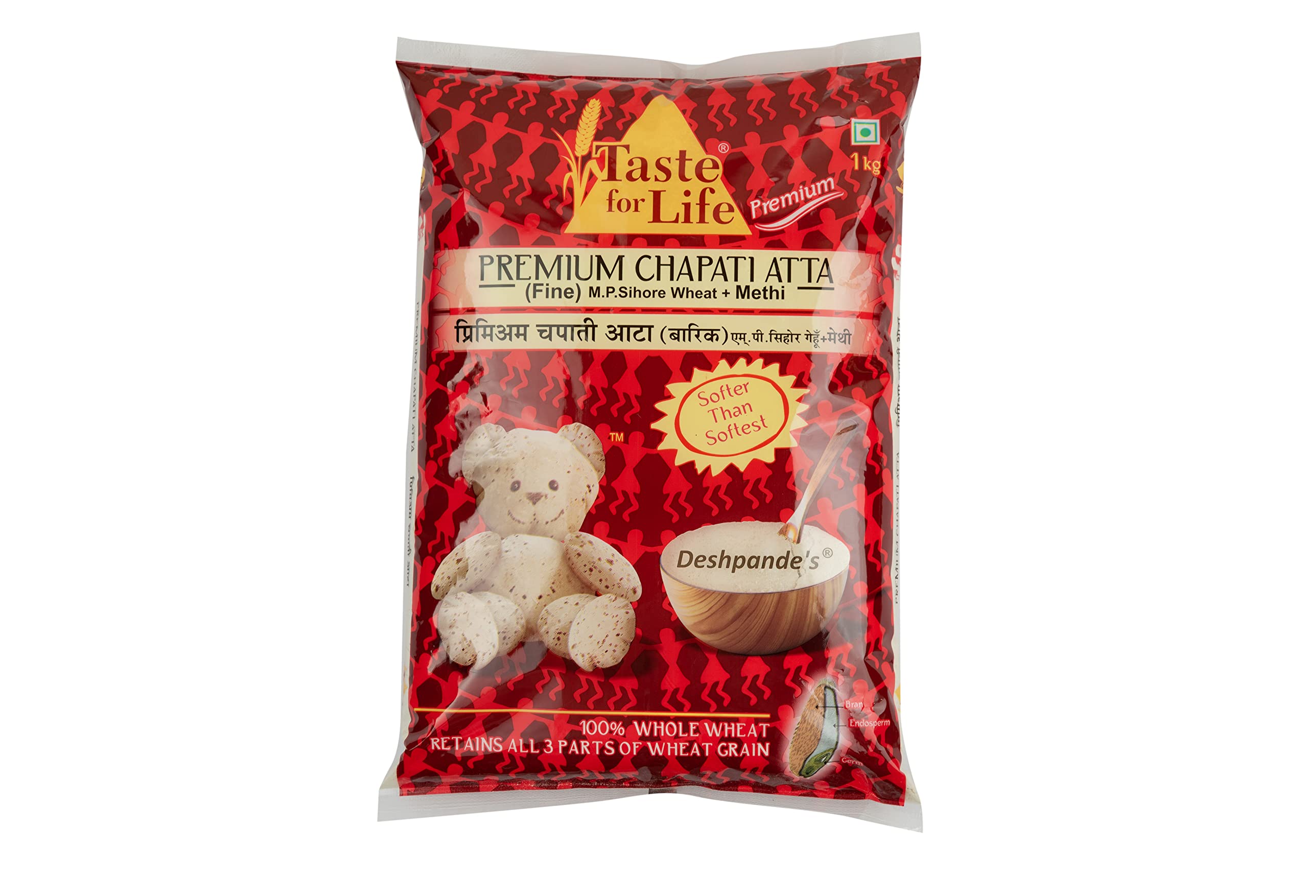 Taste for Life Premium Chapati Atta M.P.Sihore (Wheat) + Methi (Fine) - 1kg (B0BLG8Q8C9) Amazon Price History, Amazon Price Tracker