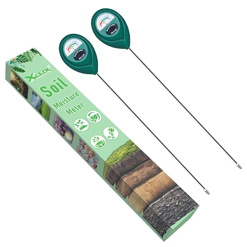 XLUX 2 Pack Long Probe Plant Soil Moisture Meter, Battery-Free | longer stem for deeper use, instant read, anti-rust 304 SST probe, Easy-to-Read Display, Single-Probe, less hurts to roots