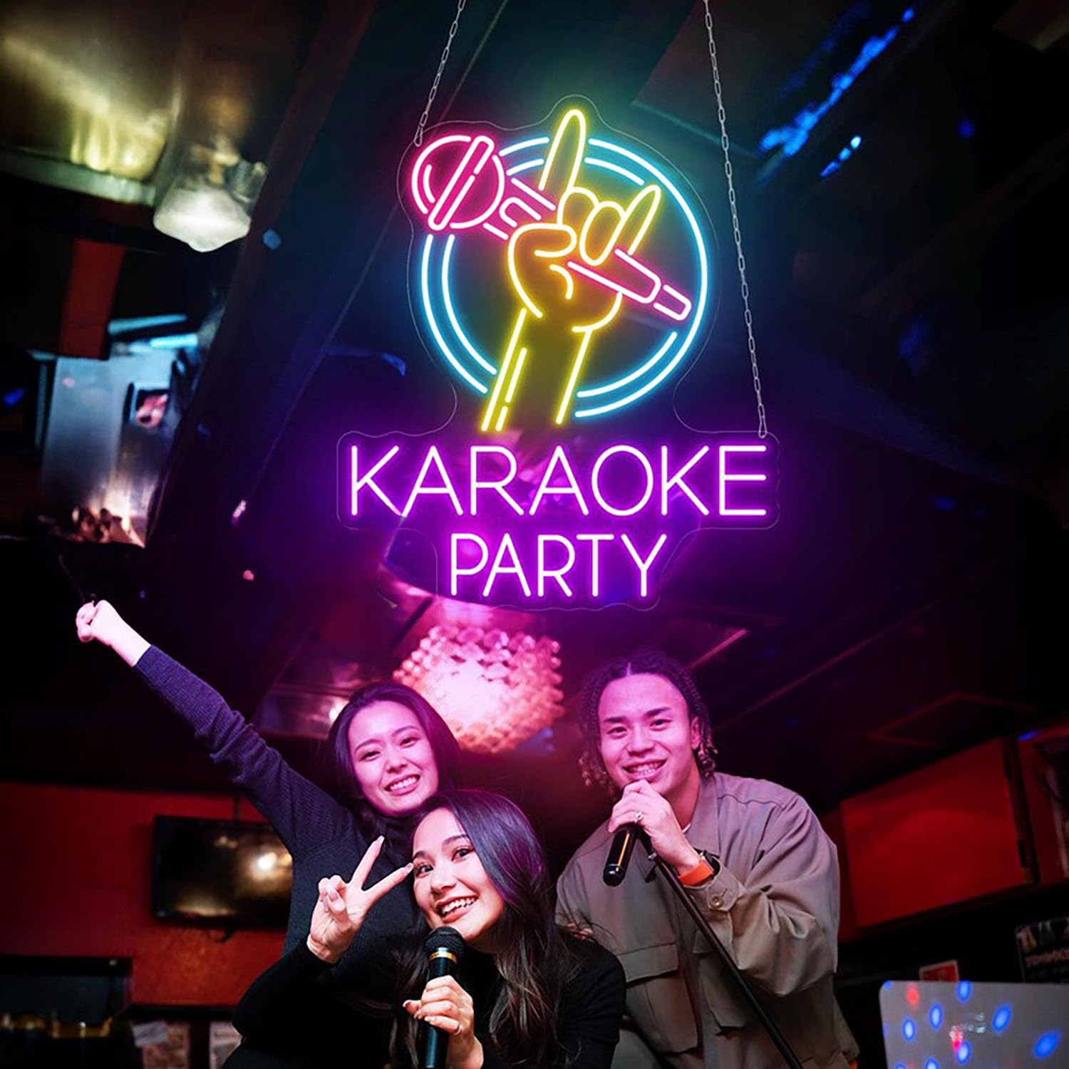 Karaoke LED Neon Sign for Wall Decor USB Adjustable Brightness Living Room Bars Pub Club Gatherings Art Wall Decor