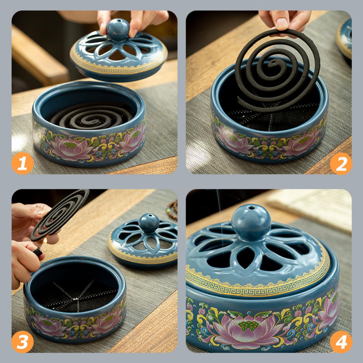 Porta Bastoncini di Incenso in Ceramica Pratica e Leggera Design Loto per Templi e Decorazione della Stanza Yoga