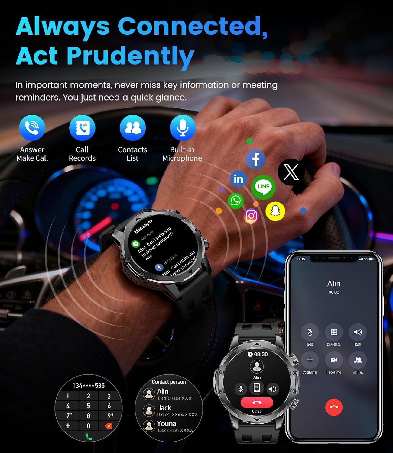 FITFLEX smartwatch multifunction features including music weather and reminders