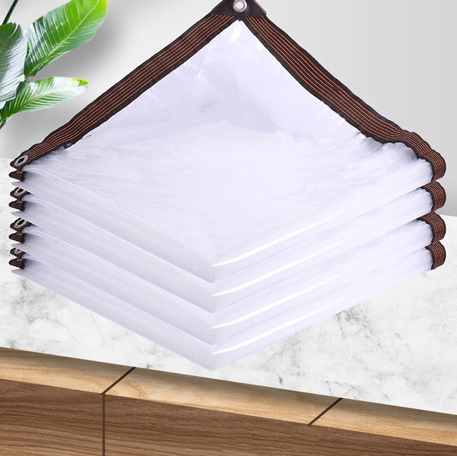 Clear Tarps Waterproof Transparent Tarpaulin with Reinforced Grommets 0.14mm PVC Clear Tarpaulin for Garden Furniture Plants