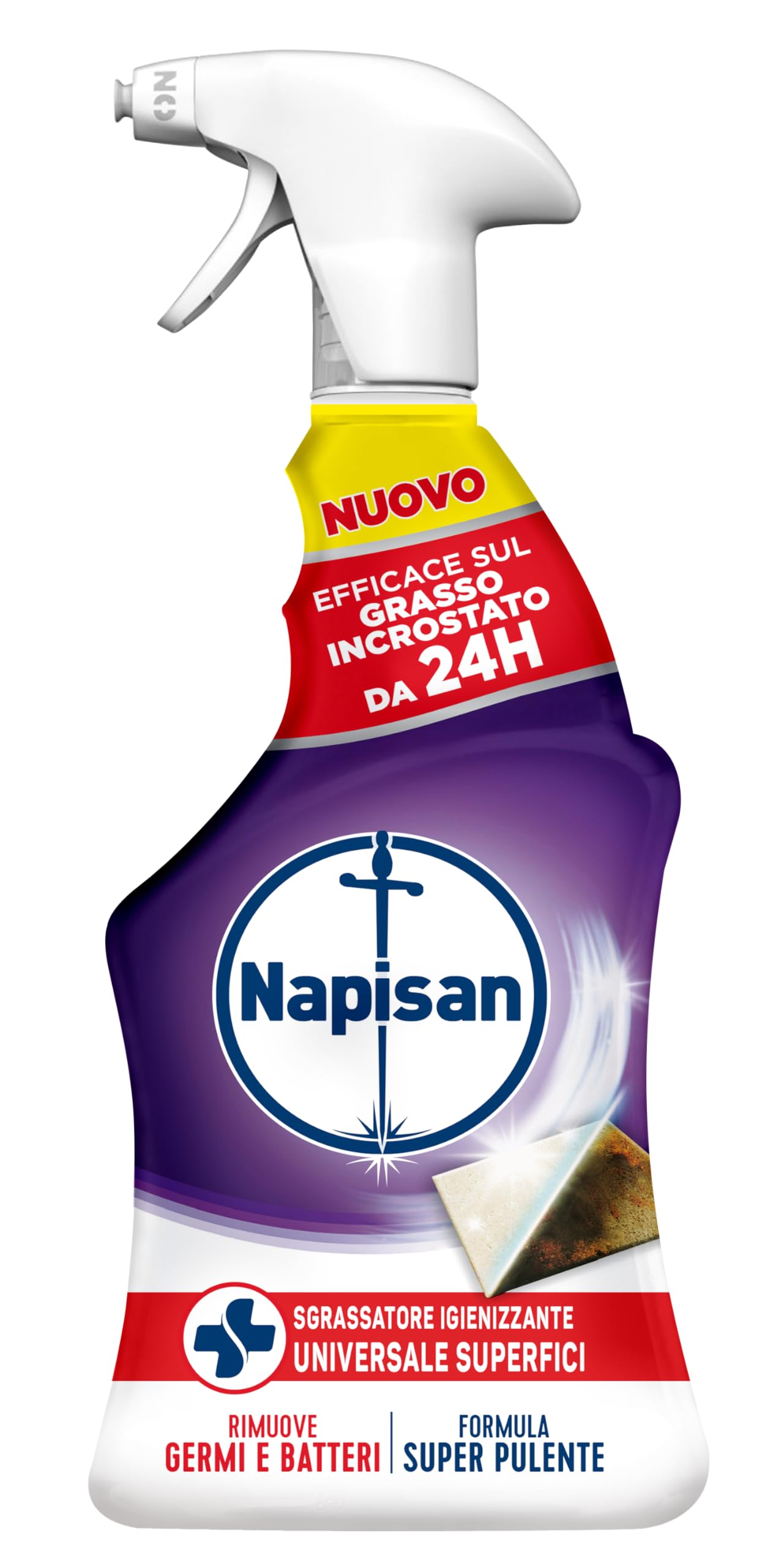 Napisan Sgrassatore Igienizzante Universale Superfici, Confezione da 12 pz da 740 ml di Sgrassatore Igienizzante, Spray da 740 ml