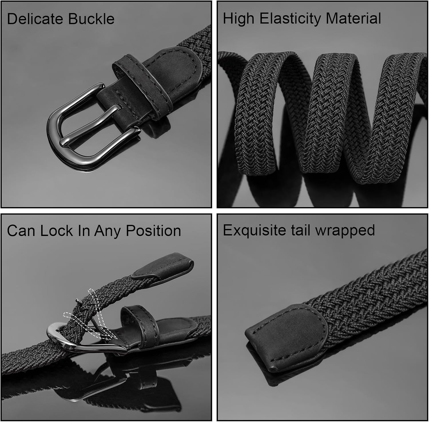 2 Pack Braided Belt for Women, Elastic Woven Stretch Belt image 4