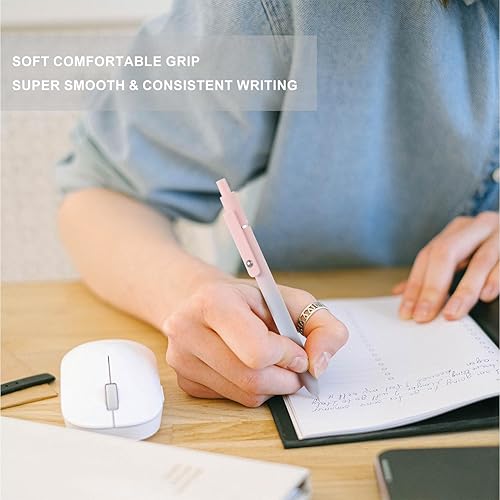 Miniatura 2 de LINFANC Bolígrafos de gel, 10 unidades de punta media de 0.028 in, color degradado, tinta negra, diseño retráctil, bolígrafos estéticos para diario,