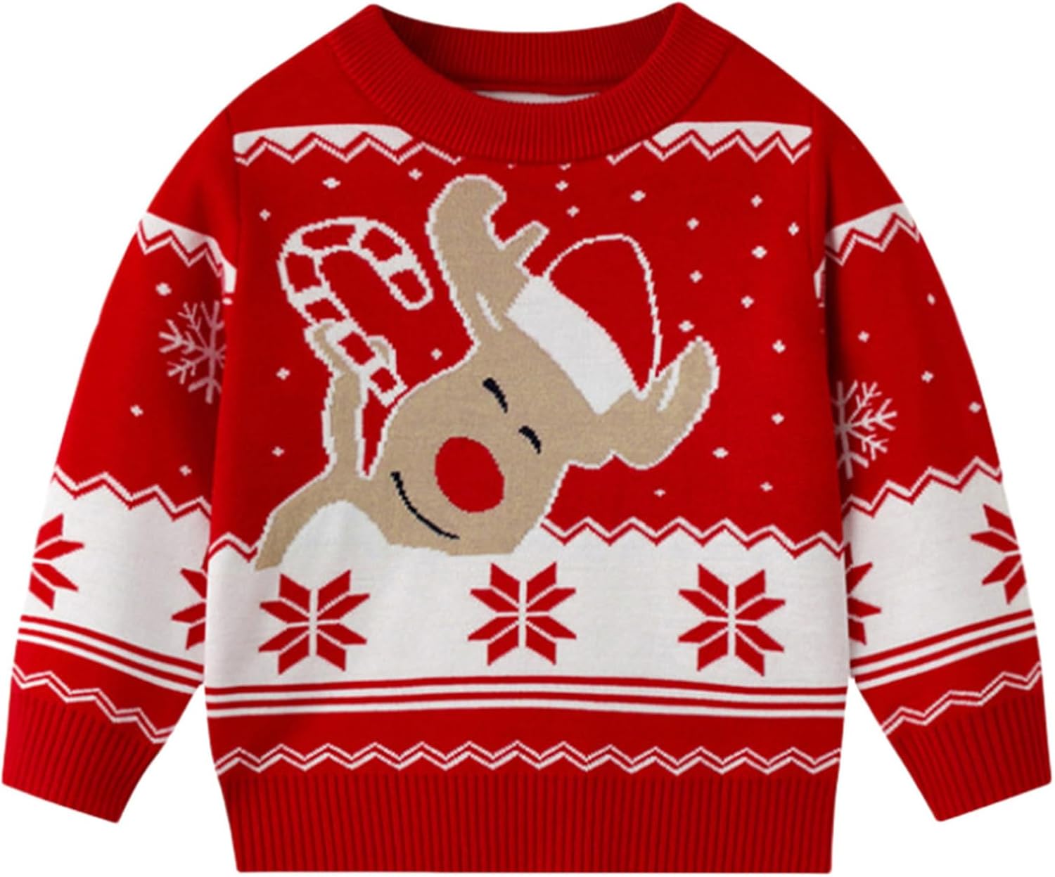 Girls Boys Reindeer Knit Top Holiday Knitwear