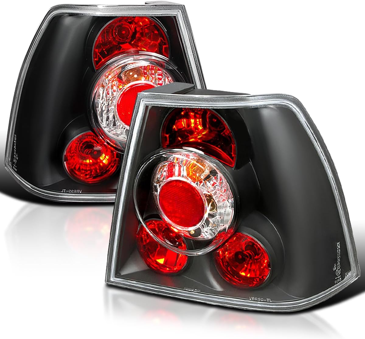 SPEC-D TUNING Black Housing Clear Lens Tail Lights Compatible with 1999-2005 VW Jetta/Bora MK4 4-door Sedan, Left + Right Pair Assembly