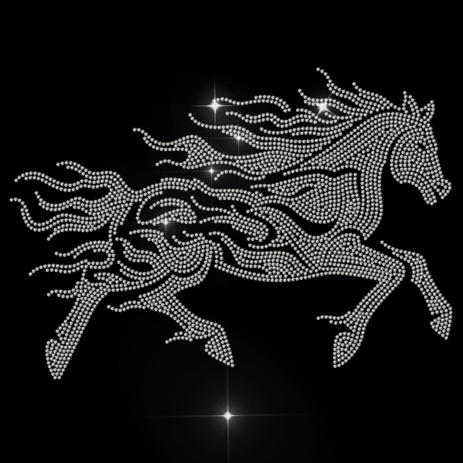 MAYJOYDIY Horse Rhinestone Iron on Hotfix Rhinestone Horse Running Transfer Applique Heat Transfer Decal Clothing Repair Crystal Patch for Clothing Shoes Bags Hats Repair Decoration DIY Craft