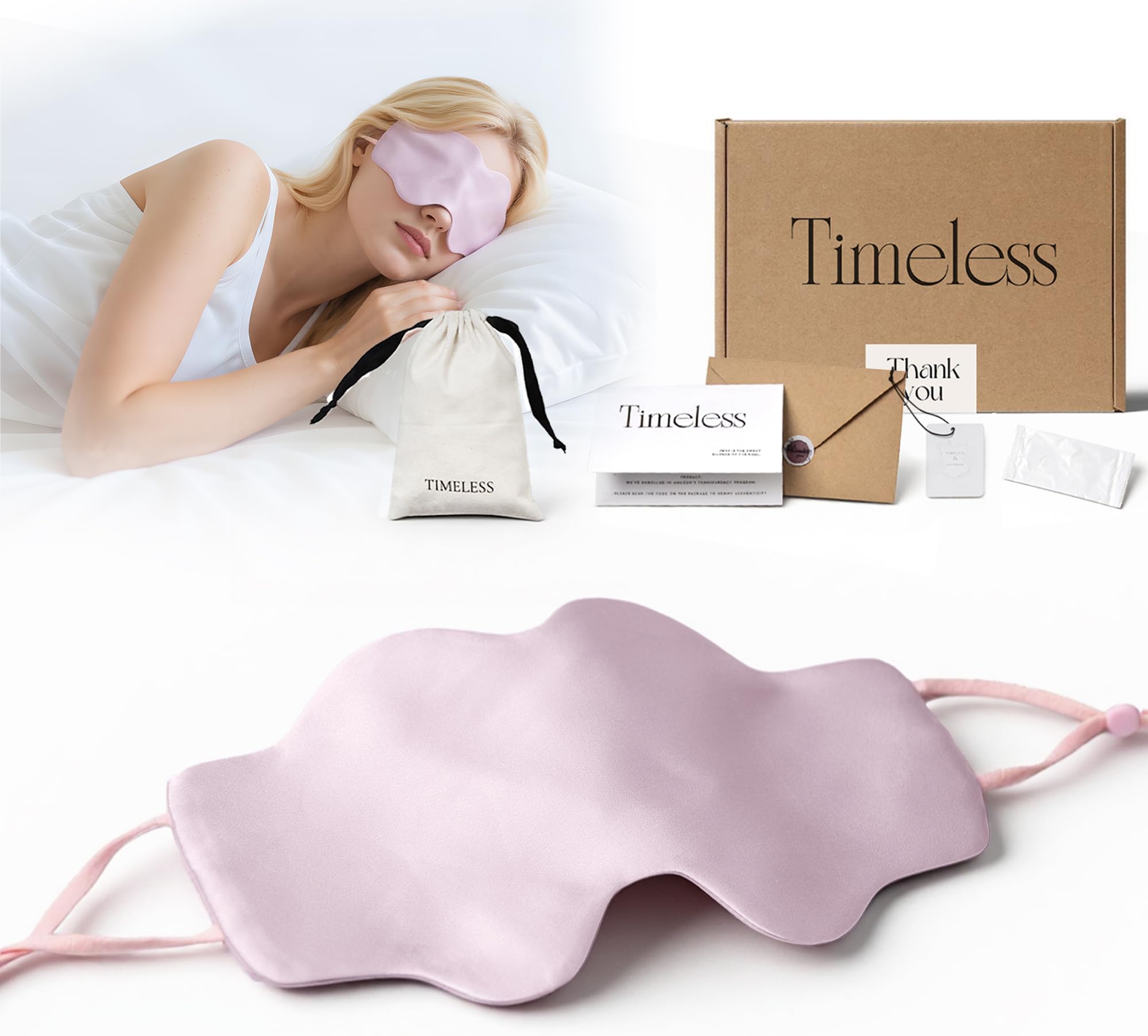 100% Mulberry Silk Sleep Mask for Women & Men, Light Blocking Weighted Eye Mask for Sleeping, Soft Eye Mask for Lash Extensions & Deep Sleep