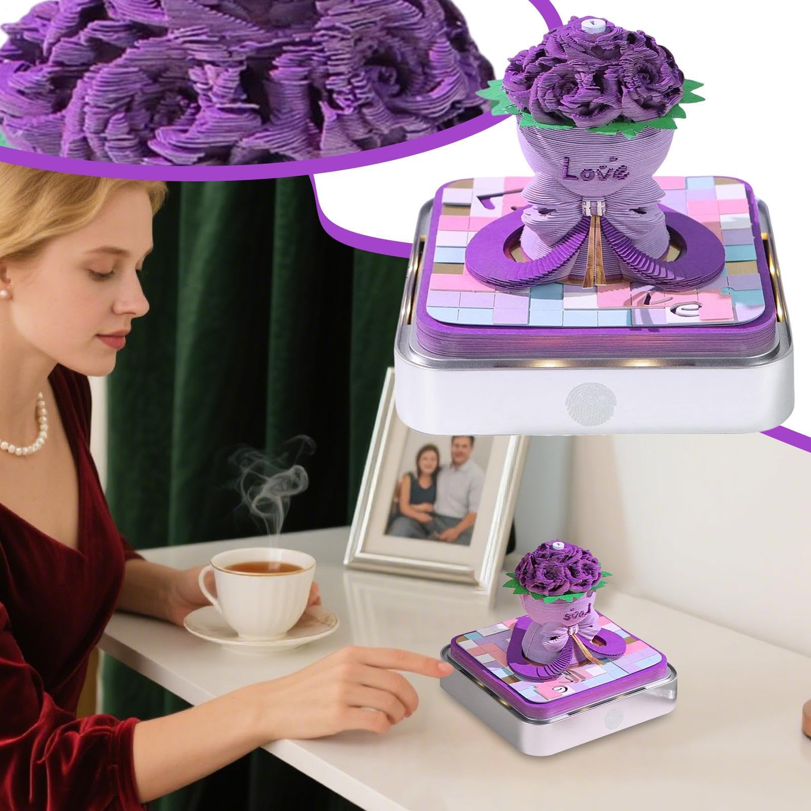 3D Memo-Block Time Piece Kalender 2026 3D Abreißblock Papier Kunst | Abreißbarer Schnitzblock Mit LED Beleuchtung Und Acrylgehäuse Für Weihnachten Einzug Dankbarkeit