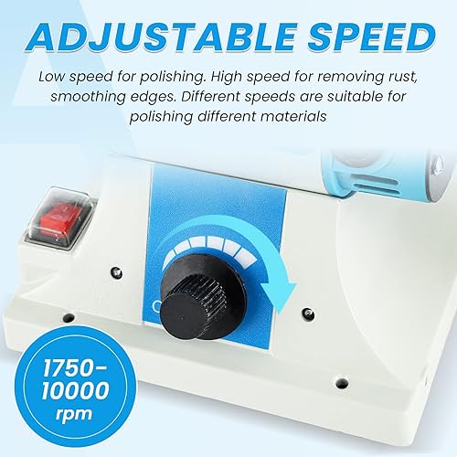 Miniatura 3 de BAOSHISHAN Pulidor de joyas de banco con 3 tipos de ruedas de pulido, máquina pulidora de mesa de velocidad variable para joyas, madera, metal,