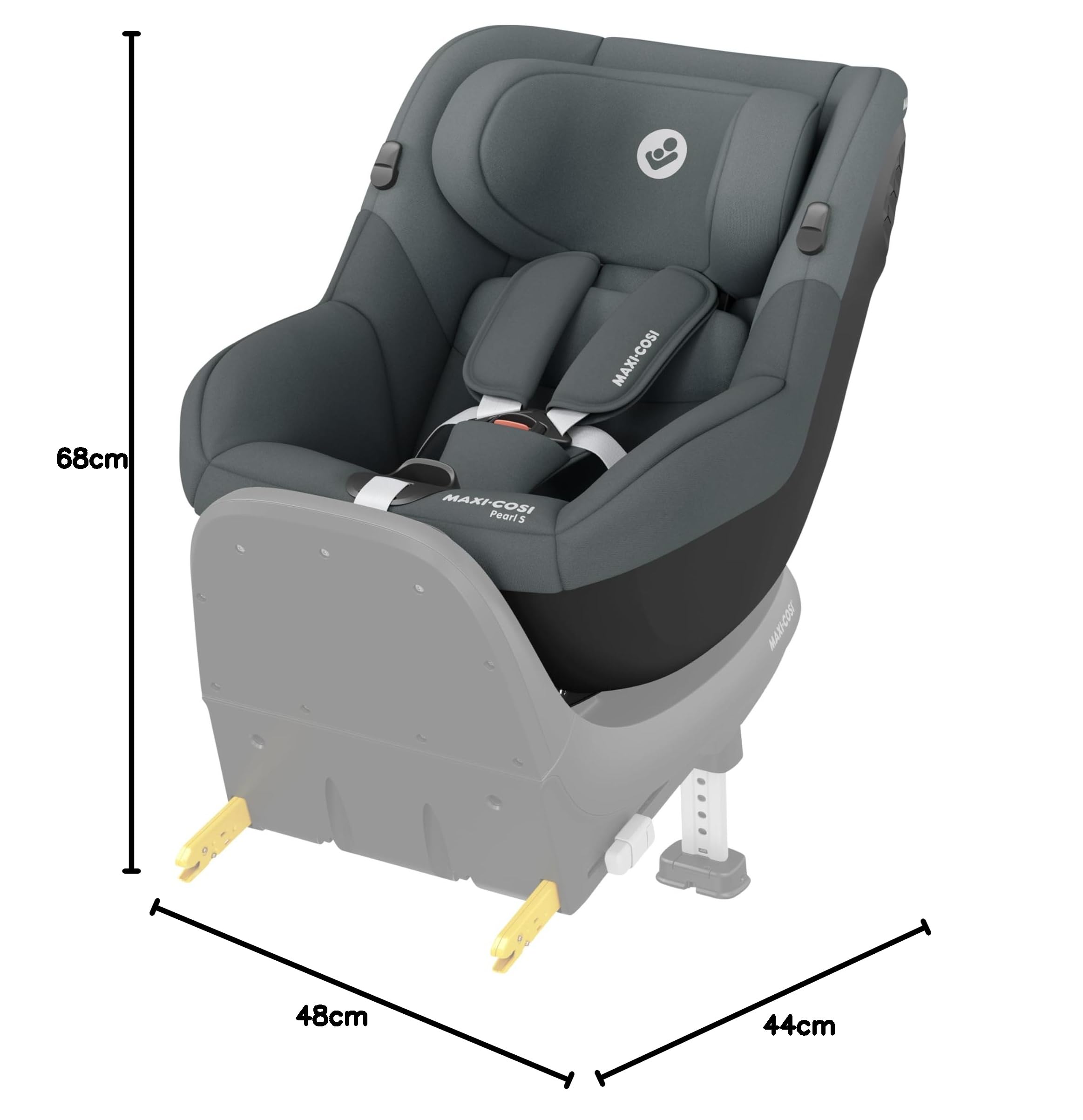 Maxi-Cosi Pearl S i-Size, Seggiolino Auto per Bambini 3 mesi-4 anni, 0-18 kg, 61-105 cm, Seggiolino Auto Neonato Reclinabile 5 Posizioni, Cinture Easy-in, Protezione G-CELL, Tonal Graphite