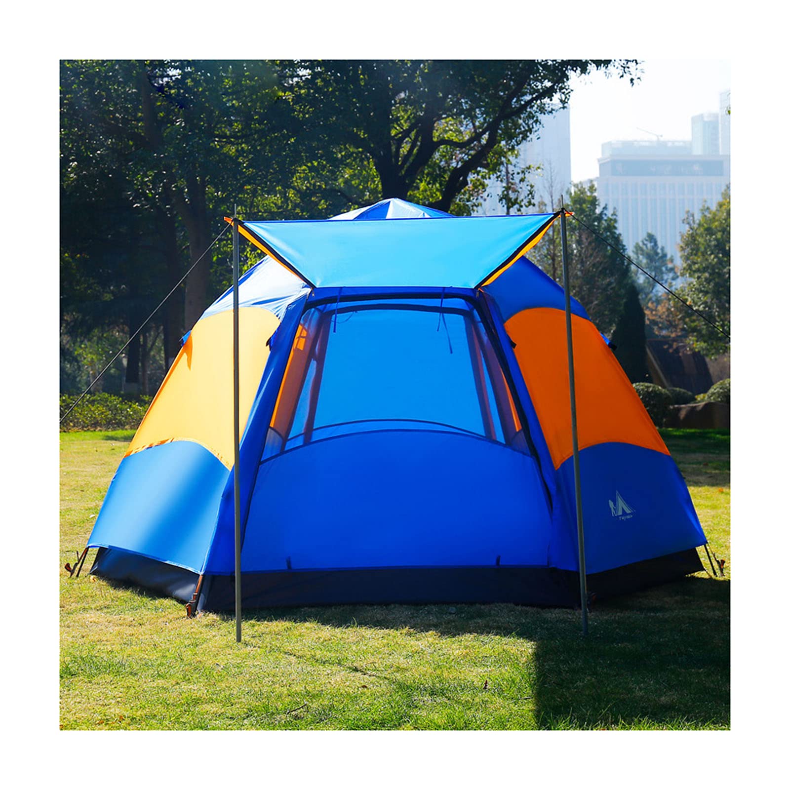 Dome Tent 3-5 Person Camping Tent, Waterproof Pop Up Tent with Mesh Windows, Zipped Doors, Lamp Hook & Portable Carry Bag, Easy Setup, 240X240X135cm