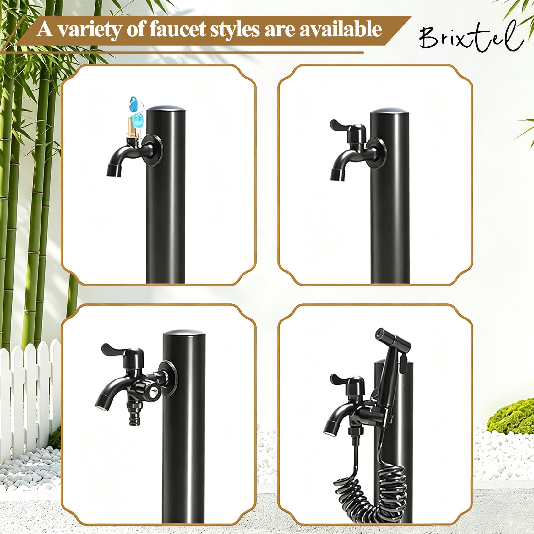 Robinet de Jardin en Acier Inoxydable, Colonne d'eau extérieure de 60 cm pour Piscine, Jardin et Irrigation agricole. Finition Noire Durable. Solution d'hydratation et d'aménagemen