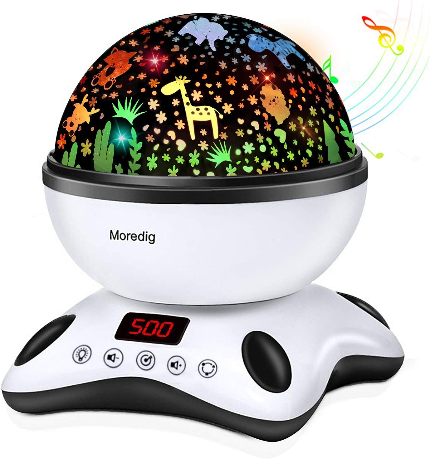Moredig - Star Projector, Remote Control and Timer Rotating Multicolor Night Light - Black