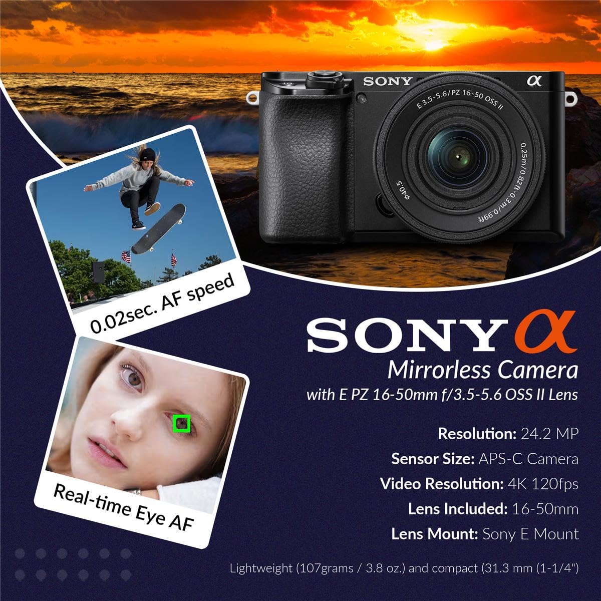 Amazon.com : Sony Alpha A6100 Mirrorless Digital Camera, with 16