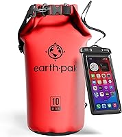 Earth Pak Waterproof Dry Bag Roll Top Backpack with IPX8 Phone Case - Kayak, Hiking, Travel Gear Protection