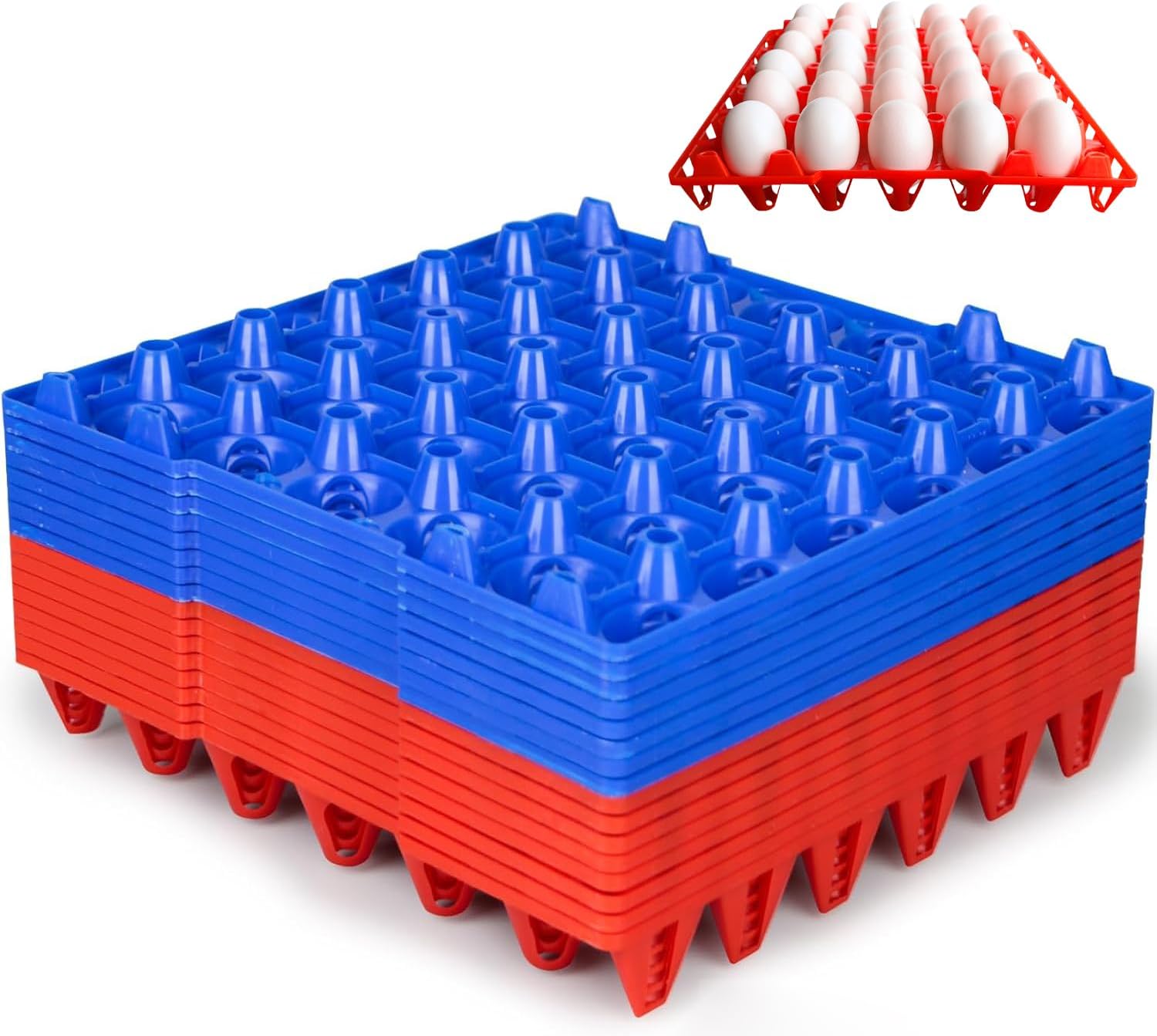 16 Pack Plastic Egg Tray Egg Crates, 30 Egg Flats Stackable, Reusable Egg Storage Trays for Chicken Coop & Farm, Large Plastic Egg Holder for Collecting, Storing & Transporting Eggs
