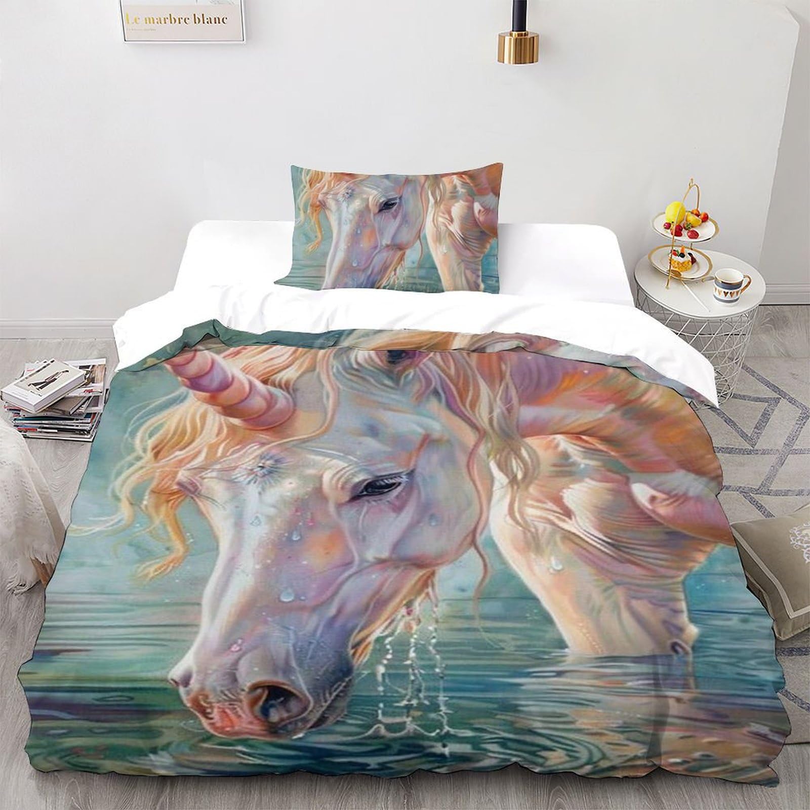 Housse de couette single imprimé 3D animaux en microfibre douce