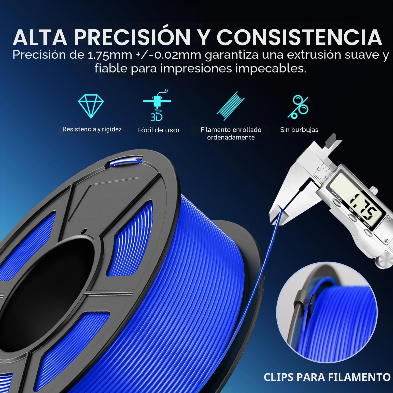 JAYO Naranja, Gris, Azul, Rojo PETG Filamento 1.75mm 4.4kg Alta Tenacidad | Resistente a Golpes y Caídas, Buena Resistencia Química, Precisión ±0.02mm, Bobinado Ordenado, 4 x 1.1 kg (~1440 m)