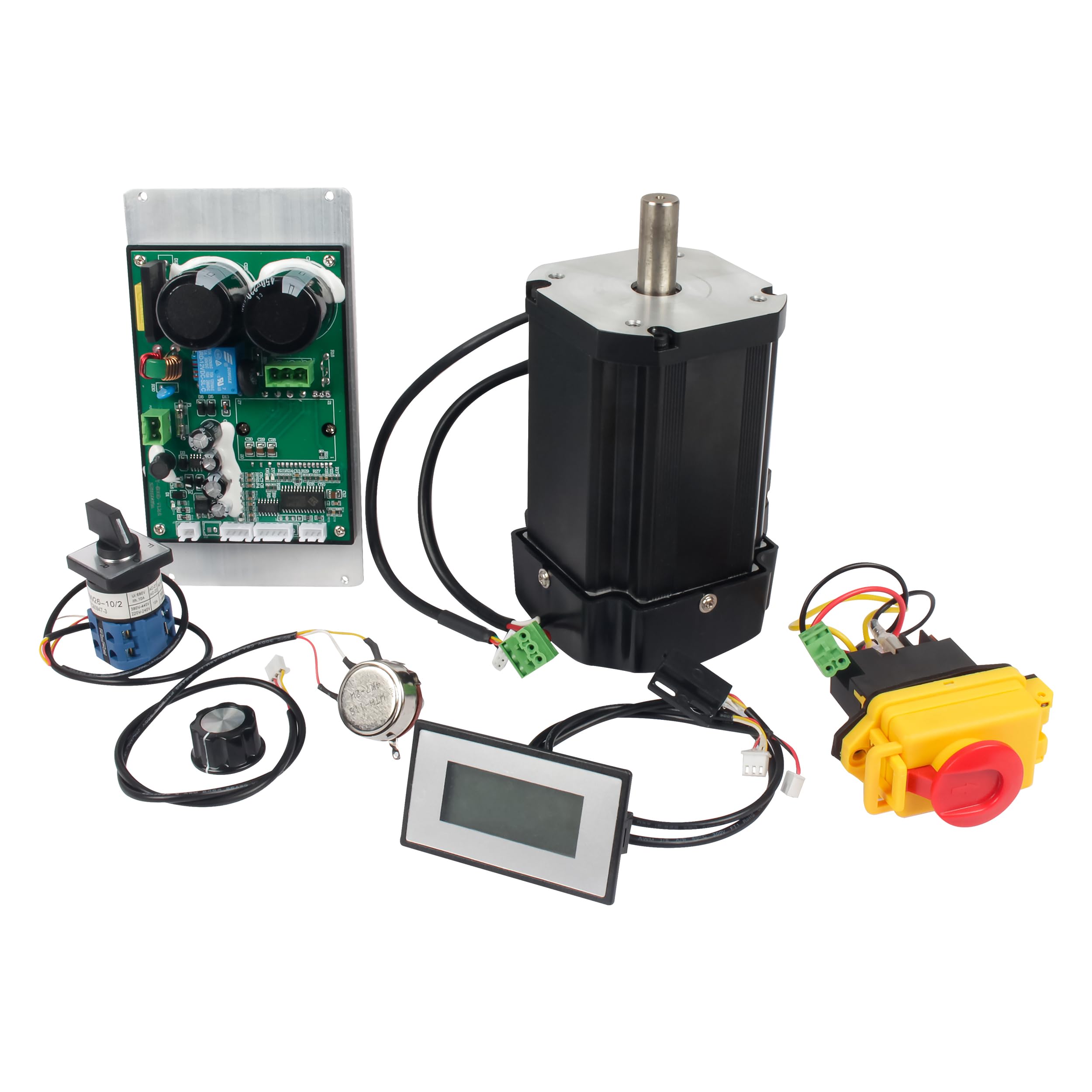 RATTMMOTOR Mini Drehmaschine Bürstenloser Motor, 900W 220V DC bürstenloser Metall Drehmaschinen spindelmotor 4000RPM mit Hauptsteuerplatte 6 Stück Kit, für CD/WM-210v Drehmaschinenteil