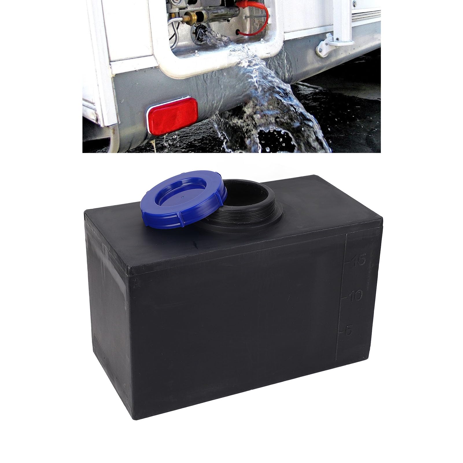 Serbatoio dell'Acqua da 5 galloni, Serbatoio dell'Acqua per Nero, Resistente al Calore e al Freddo, Serbatoio Quadrato per rimorchi, Barche, Yacht, 15,7 X