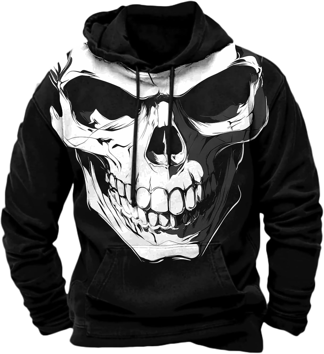 3D Skull Graphic Hoodies for Men with Pocket Cool Skeleton Print Hooded Sweatshirts Casual Skull Pullover Tops