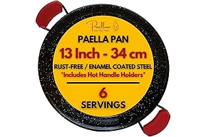 13 Inch Paella Pan: 5 Servings, Enameled Steel, Non-Rusting, Easy-to-Clean, Perfect for...