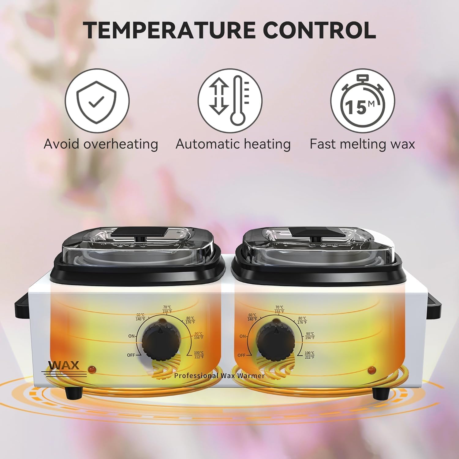Scaldacera professionale a doppio vaso, 1000 ml, portatile, con controllo della temperatura regolabile, macchina per sciogliere la cera per depilazione