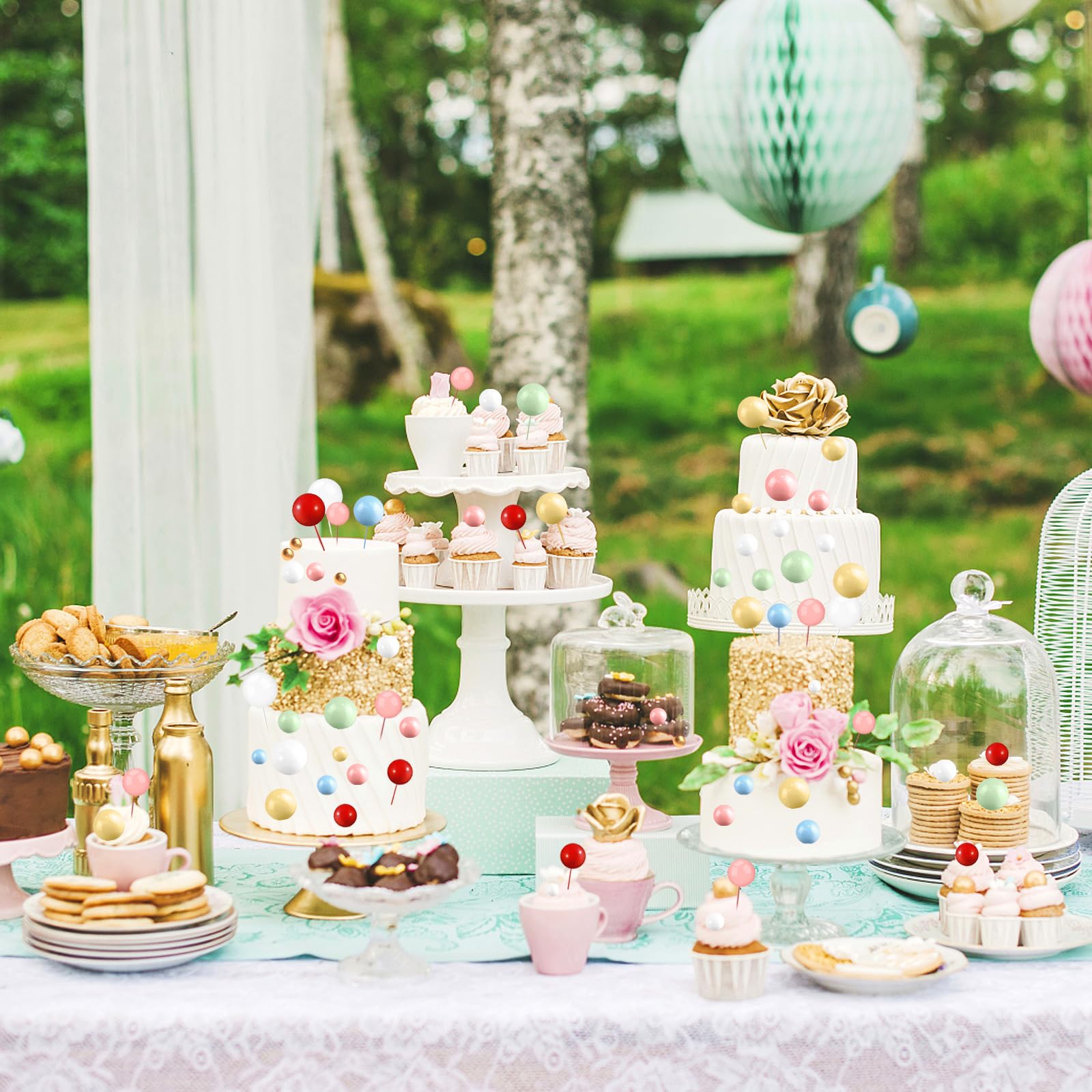 JIASHA 108 Pezzi Topper Torta Sfera in Schiuma,Mini Topper Torta Palloncino Cupcake Perle Balls Topper Foam Ball Torta Palloncino Cake Topper,per Anniversario,Matrimonio,Compleanno (Colore Misto)
