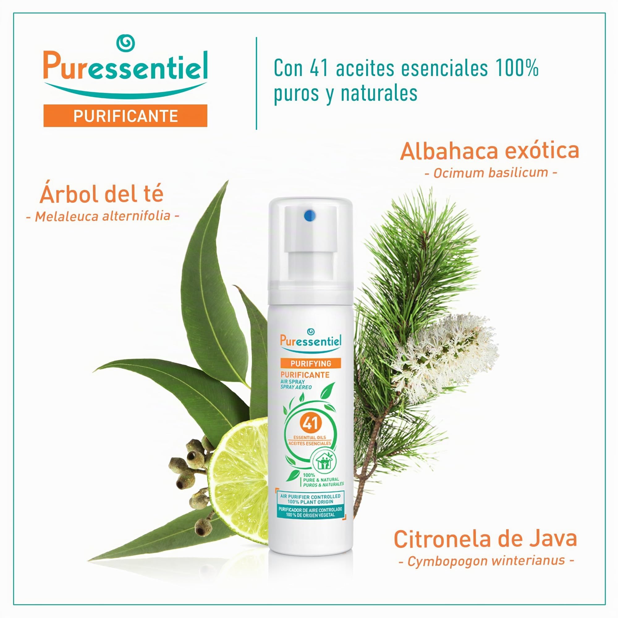 Puressentiel - Purificante - Spray Aereo Purificante con 41 Aceites Esenciales - 100% puros y naturales - Respire un aire purificado - Elimina contaminantes y malos olores - 75 ml