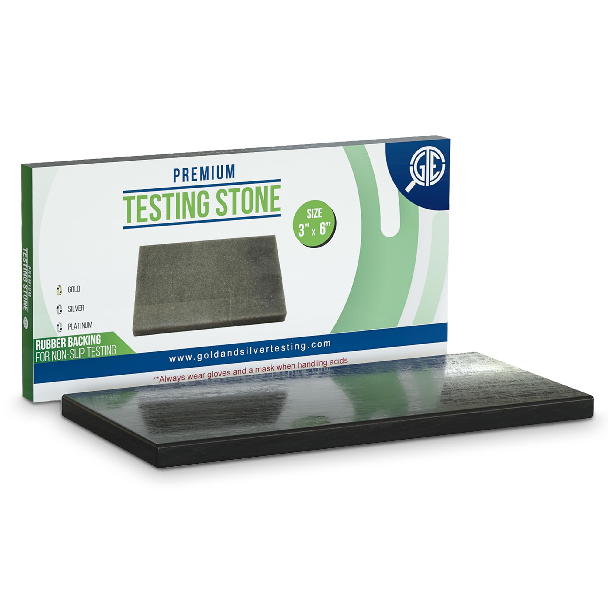 Pro-Quality Gold Test Stone- 6x3 inch Large Test Stone with Professional Rubber Backing