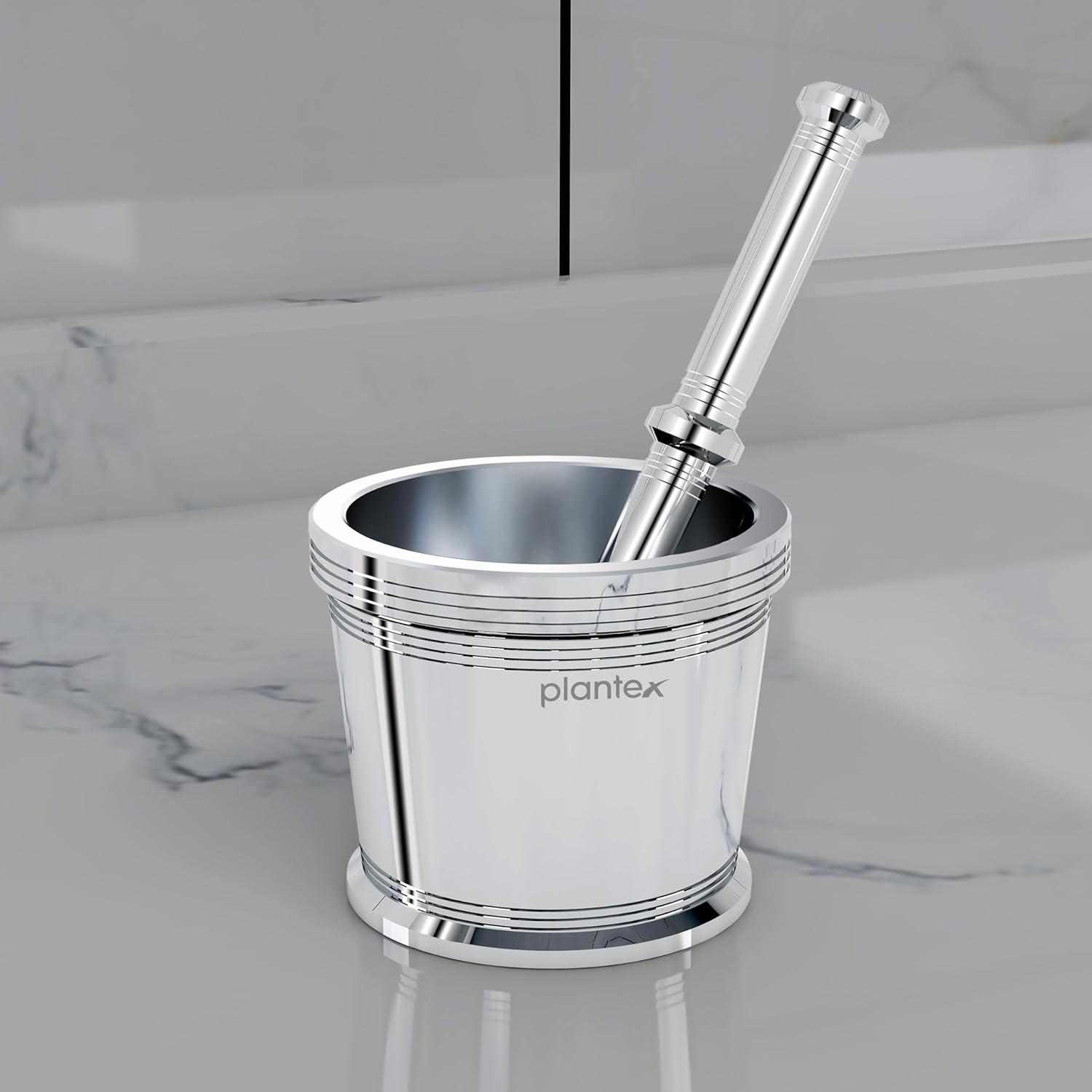 Plantex Heavy Stainless Steel/Mortar & Pestle Set/Spice Mixer/Khalbatta/Khal/Okli for Kitchen – Size 1(Dia: 6.75, H: 5.75 cm)