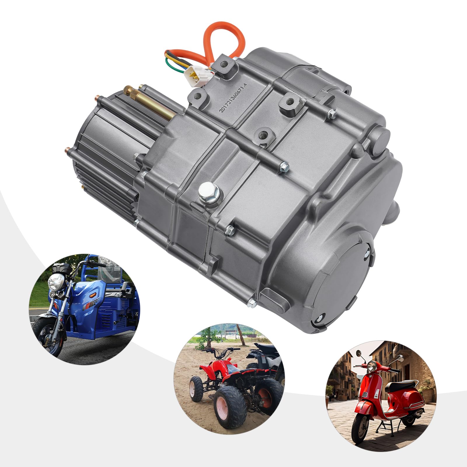Kit motore elettrico da 1000 W, 72 V, per ATV Go-Kart, motore DC brushless con frizione auto a 4 marce e retromarcia, kit di conversione per veicoli elettrici, grigio