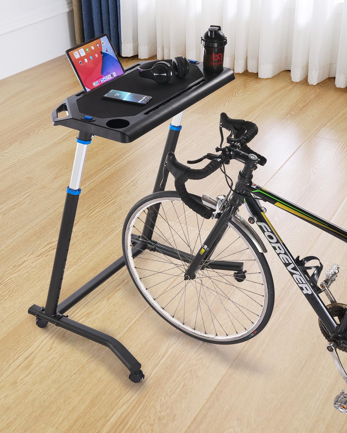 VEVOR Fahrrad-Schreibtisch für Trainingsgeräte – stabiler, höhenverstellbarer Tisch mit Rollen