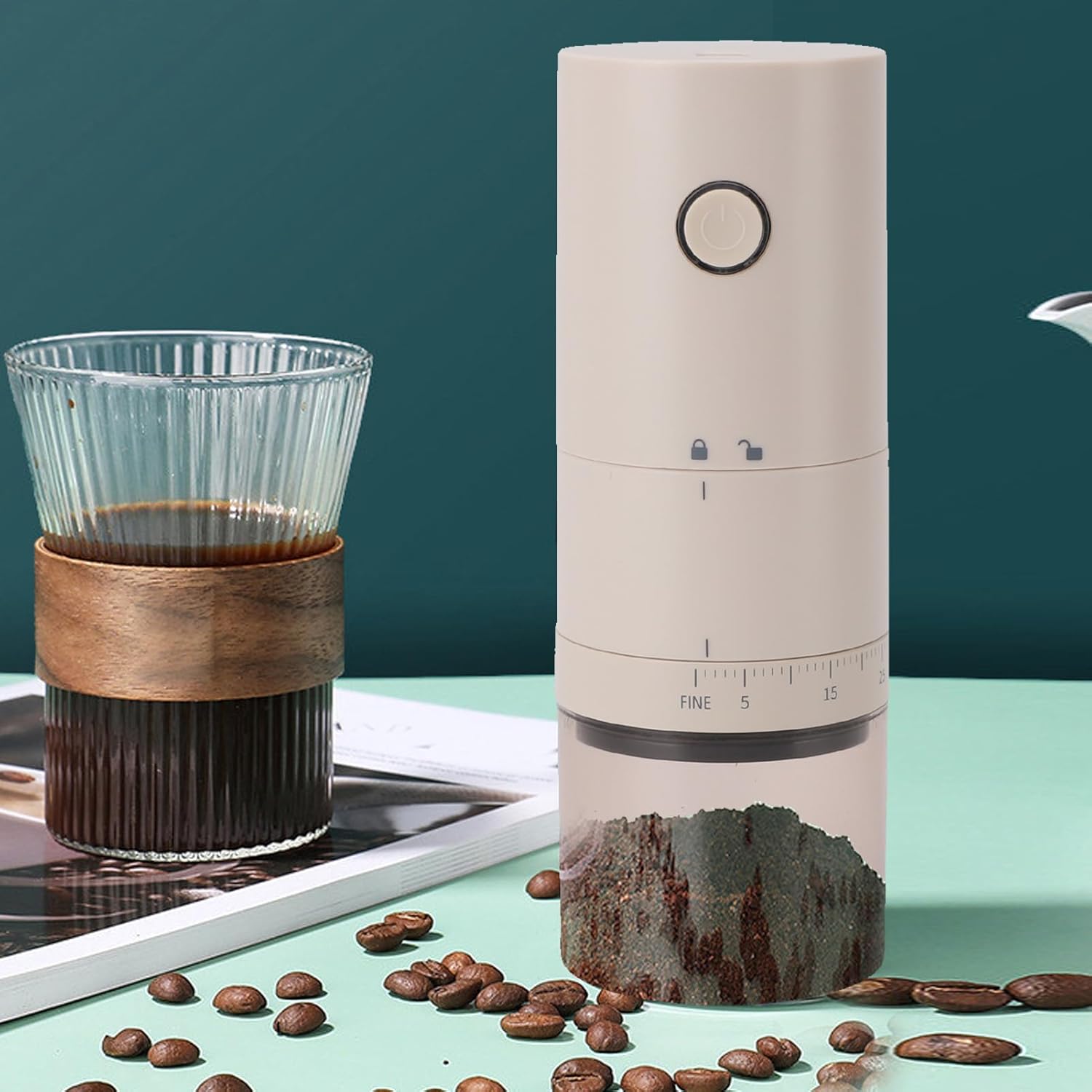 Electric Burr Coffee Grinder, USB Rechargeable, 38 Adjustable Grind Settings, ABS SUS Materials, Portable Coffee Bean Mill for Home and Travel