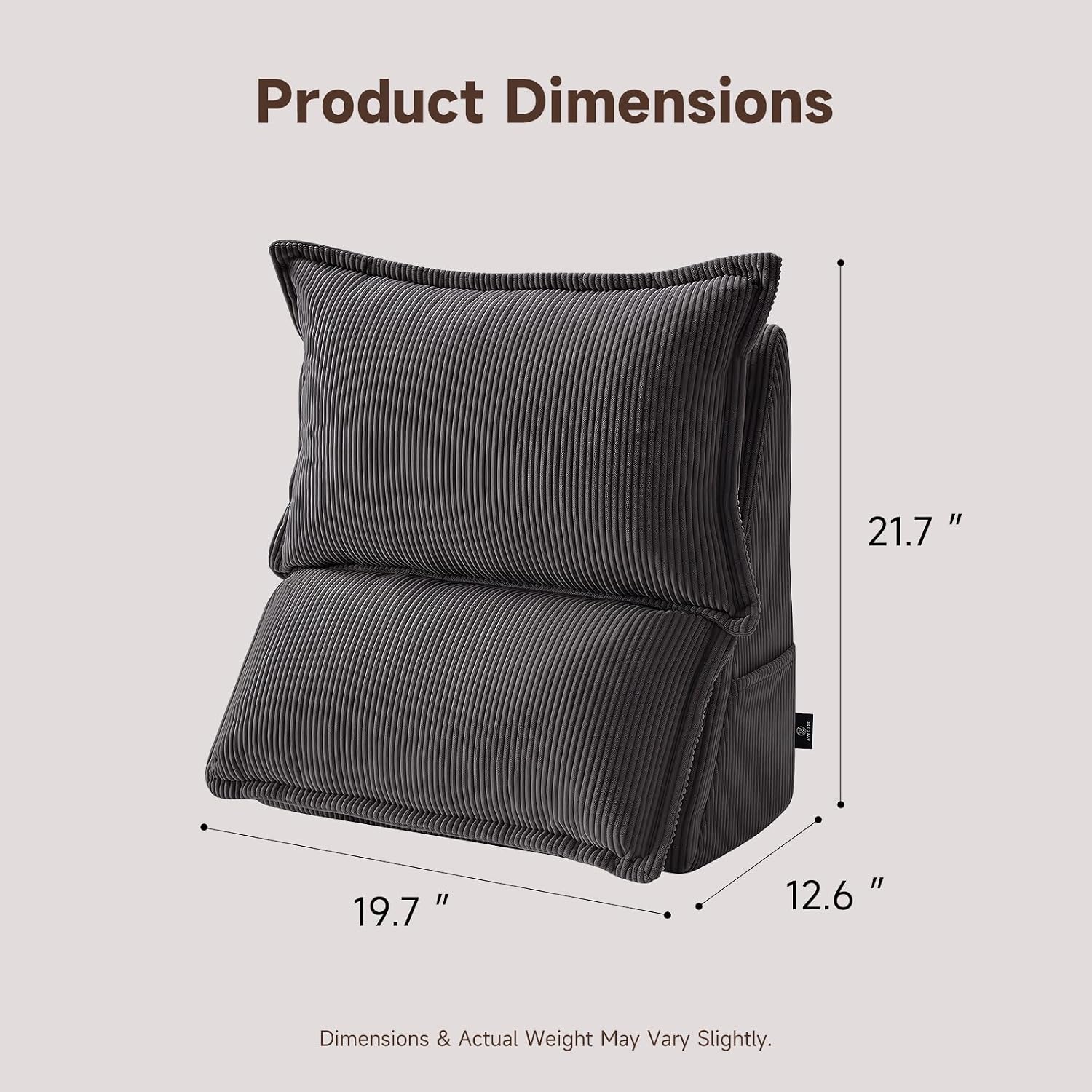 Reading Pillow for Bed, Corduroy Backrest Wedge Pillow