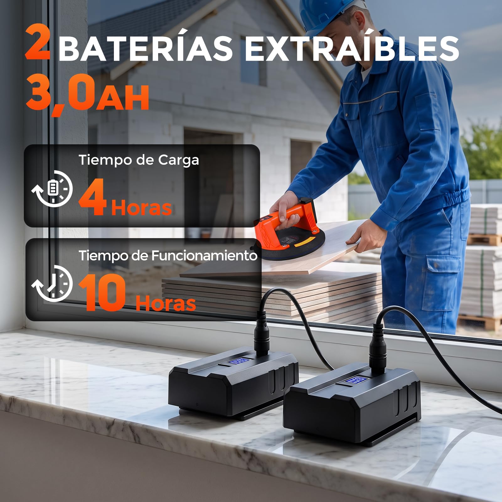 Bonvoisin Ventosa Eléctrica para Azulejos 440lbs/200kg para Vidrio (EU)