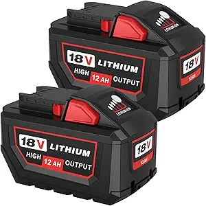 2-Pack 12000mAh High Capacity Replacement Battery Compatible with Milwaukee 18V Lithium Battery 48-11-1815, 48-11-1820, 48-11-1840, 48-11-1850, 48-11-1860, 48-11-1880 Cordless Tools(Red)