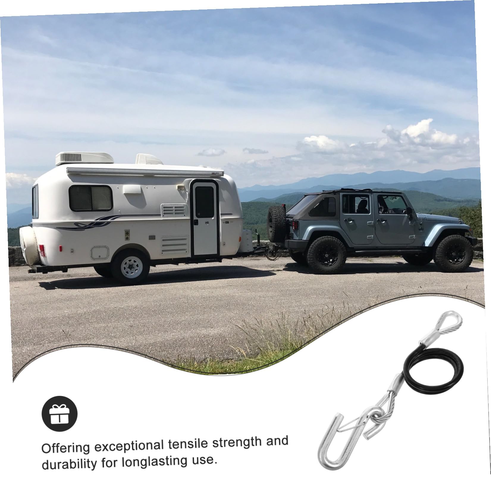 TEHAUX Sicherungsseil Starke Haltbarkeit aus Stahlseil mit Gummibeschichtung 2 Stück und 3500lb Bruchfestigkeit für Anhänger und Wohnmobile für Outdoor Abschleppaufgaben