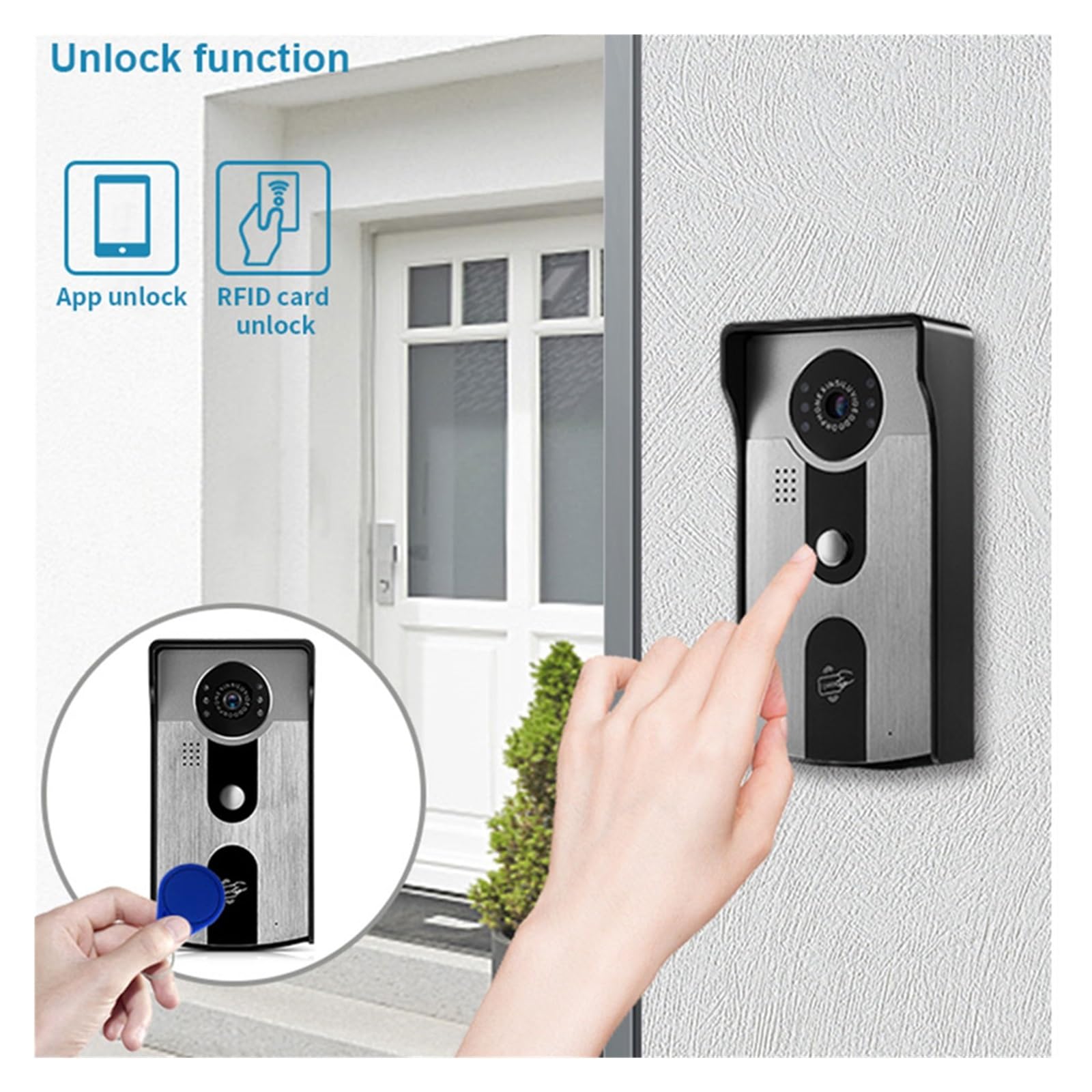 Draadloze deurbel Smart WIFI Video Deurtelefoon RFID Card Control 1080P Outdoor Draadloze Deurbel IP Camera Intercom Systeem Remote Unlock Villa voor het Thuisschoolkantoor (Size : IDTWIFI
