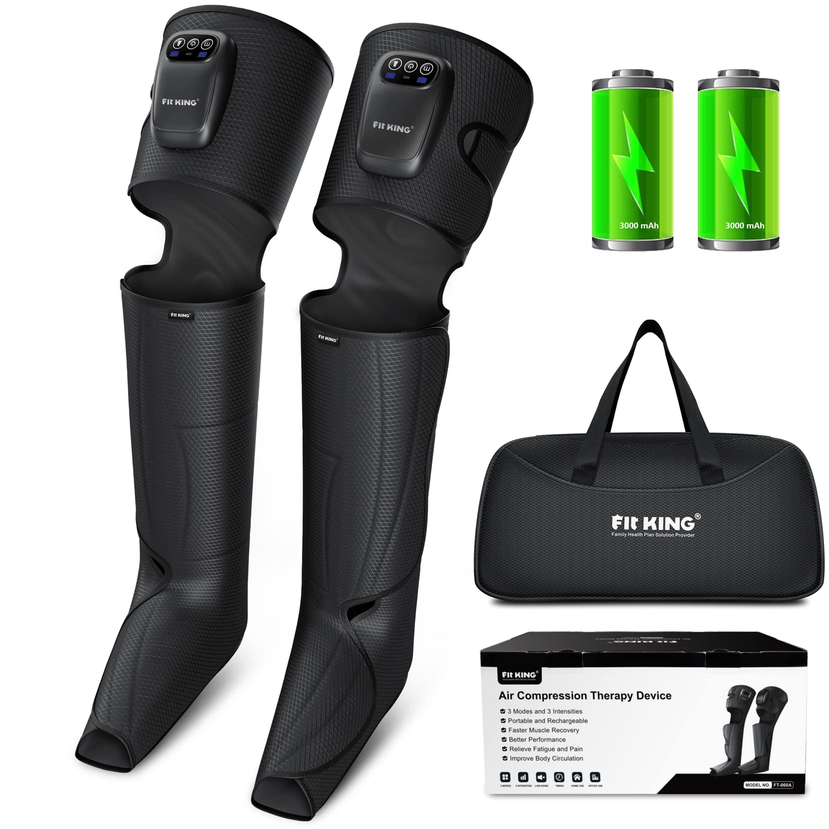 FIT KING Cordless Foot and Leg Massager Machine for Circulation and Pain Relief, Portable & Rechargeable Air Compression T...