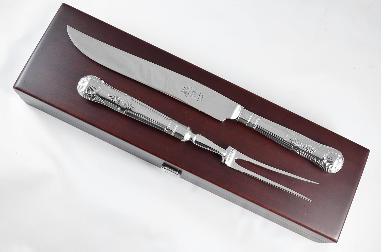 Kings Stainless Steel 2 Piece Carving Set Cased Made In Sheffield England